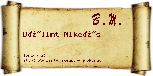 Bálint Mikeás névjegykártya
