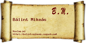 Bálint Mikeás névjegykártya